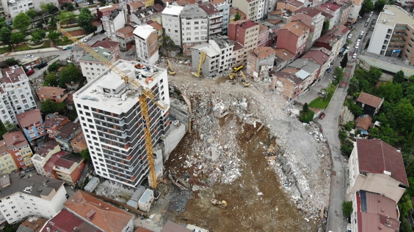 Yıkım çalışmalarındaki son durum havadan görüntülendi