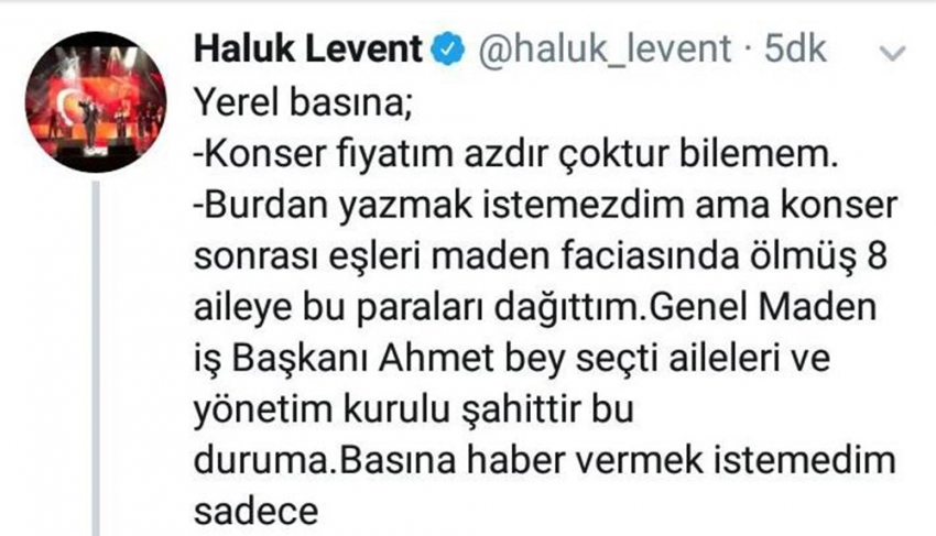 Gelirini maden şehitlerinin ailelerine bağışlamış