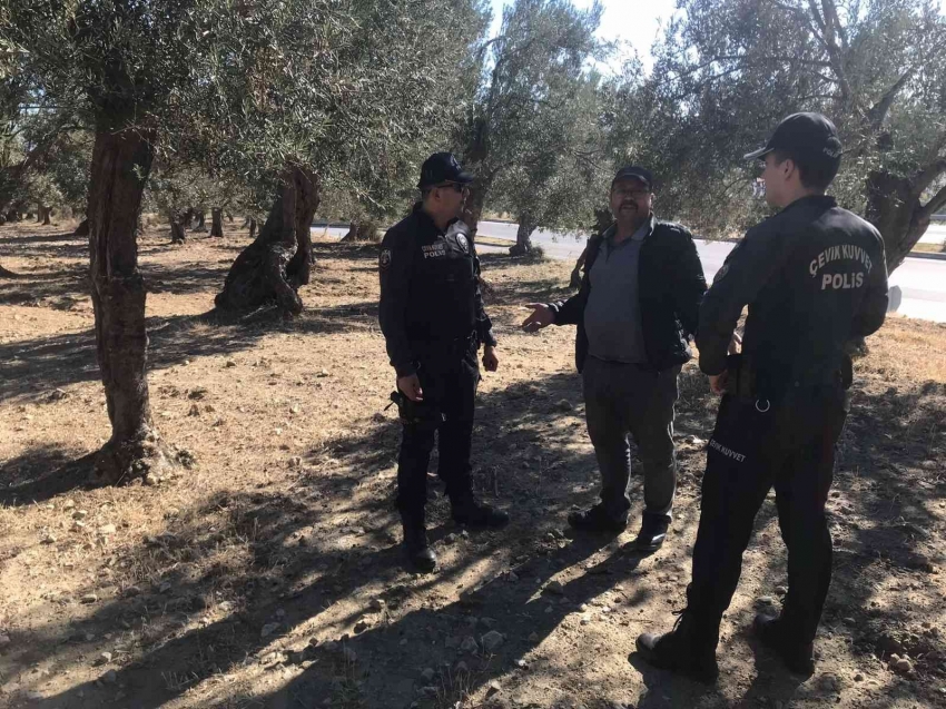 Polis zeytin bahçelerinde denetim yaptı