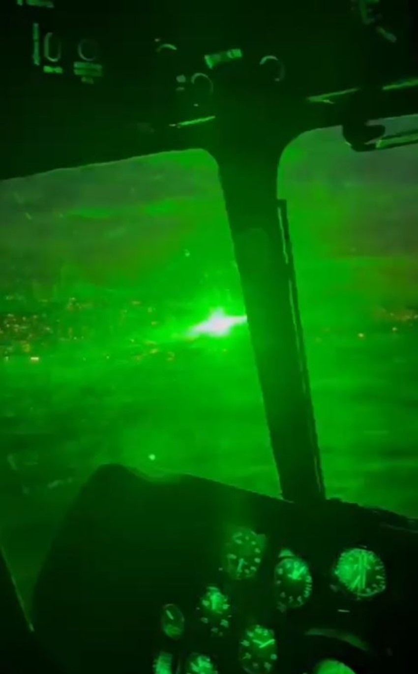 Yangın söndürme helikopterine lazer tuttular