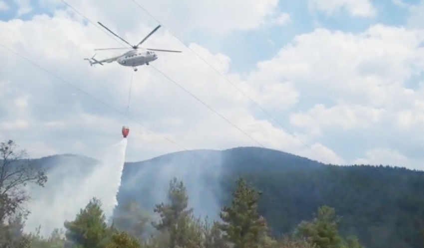 Orman yangını helikopter desteği ile kısa sürede söndürüldü