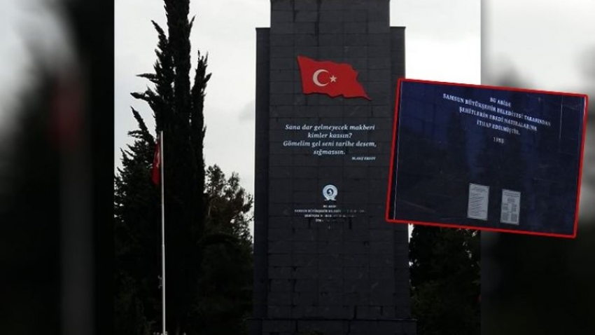 Samsun'da Şehitlik Anıtı'ndan Atatürk’ün adı çıkarıldı!