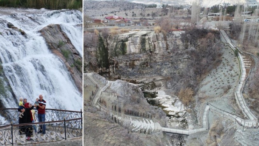 Tortum Şelalesi’nin suyu ‘HES onarımı’ için kesildi