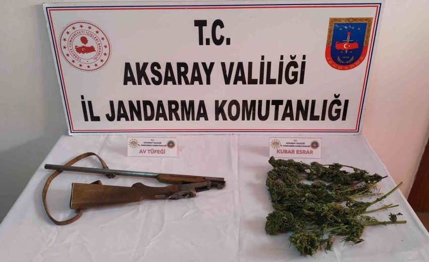 Jandarma odunlukta esrar ve tüfek ele geçirdi