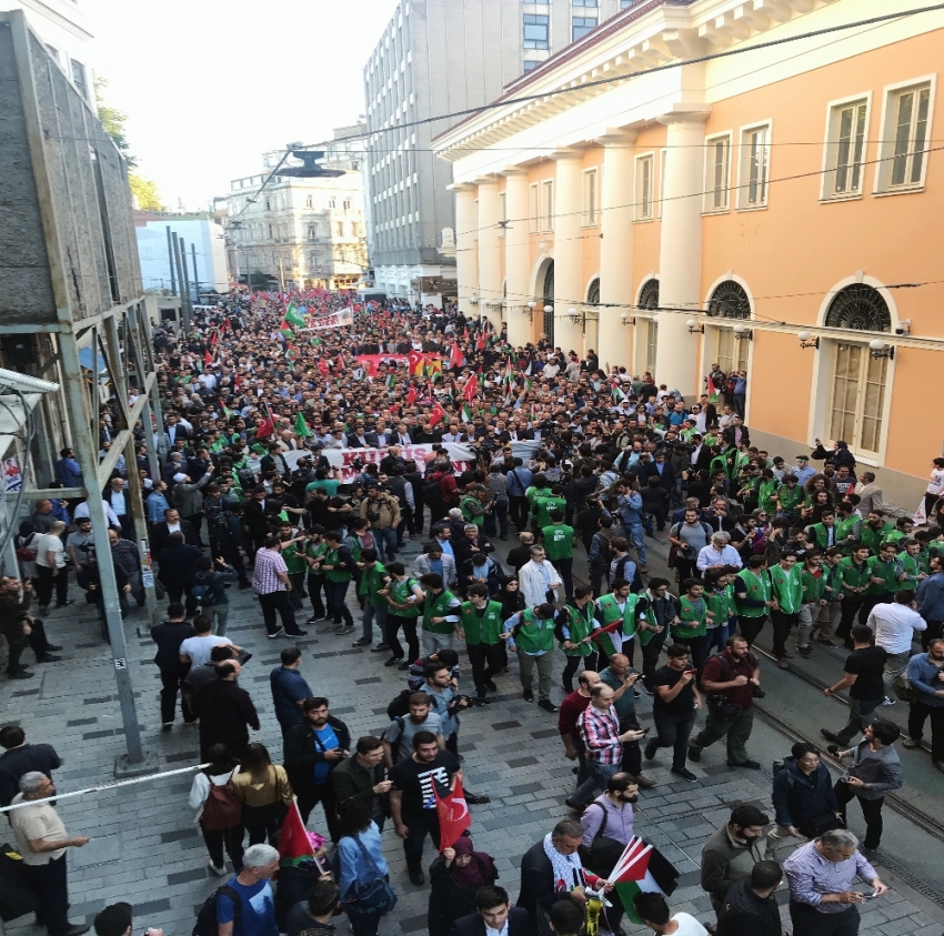 İstiklal Caddesi’nde ABD ve İsrail protestosu