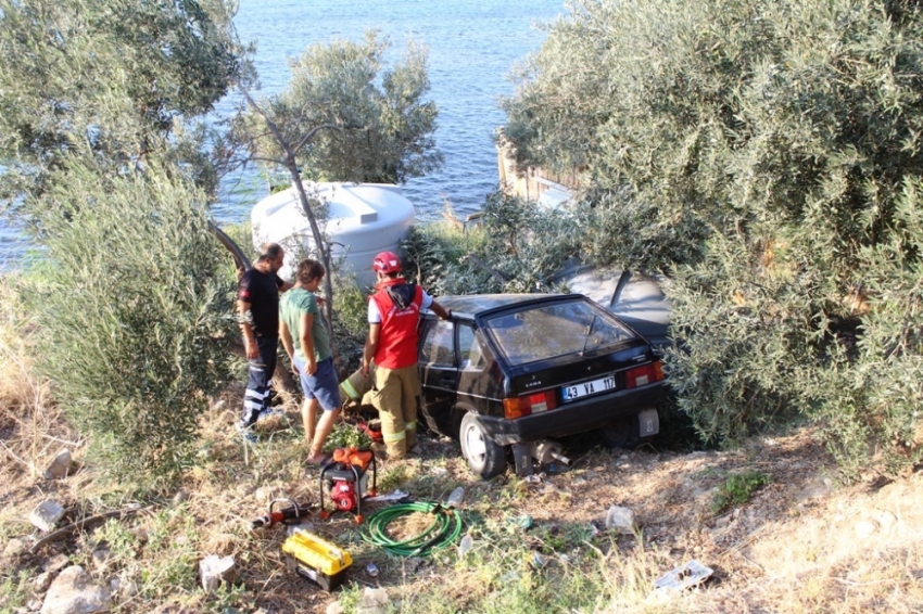 Alkollü sürücü zeytin ağacının üzerine uçtu