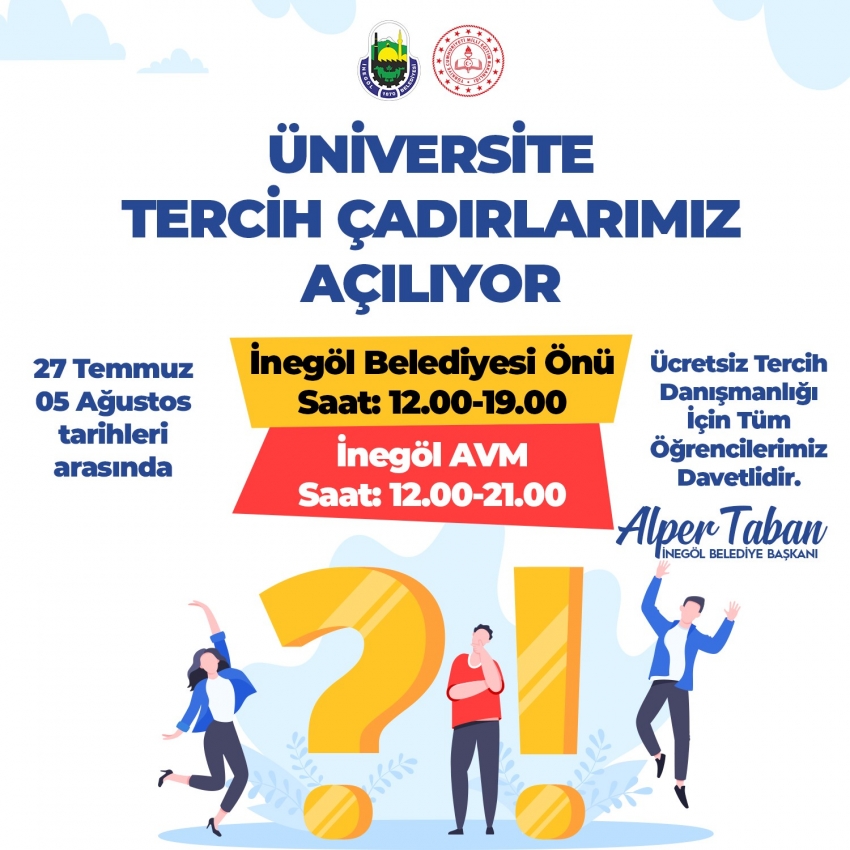 Üniversite öğrencileri için ücretsiz tercih çadırı