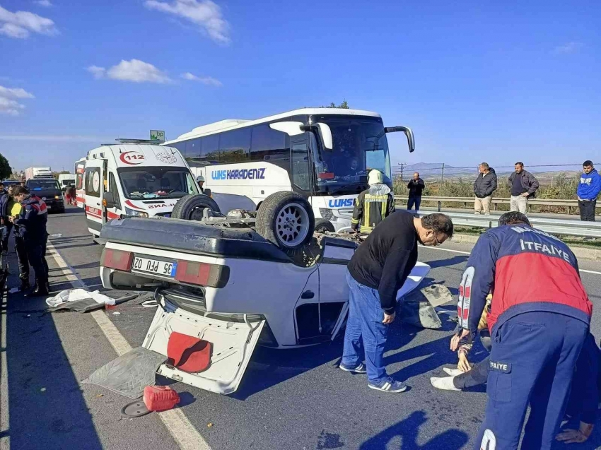 Bariyerlere çarpan otomobil takla attı: 1 ölü, 1 yaralı