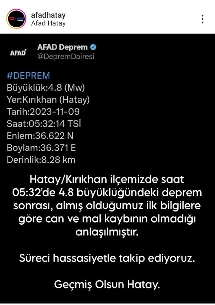 AFAD, 4,8’lik depremde can ve mal kaybı olmadığını açıkladı
