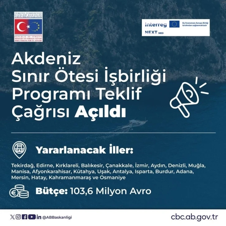 Akdeniz Havzası Programı 21 ile 4 farklı alanda proje geliştirme imkanı tanıyor
