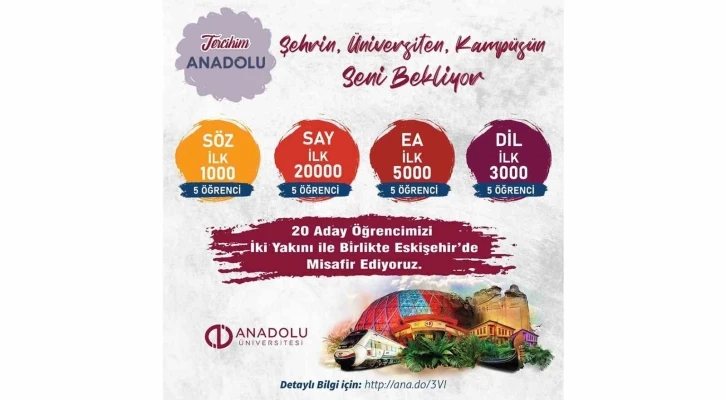 Anadolu Üniversitesi başarılı öğrencileri Eskişehir’de ağırlıyor
