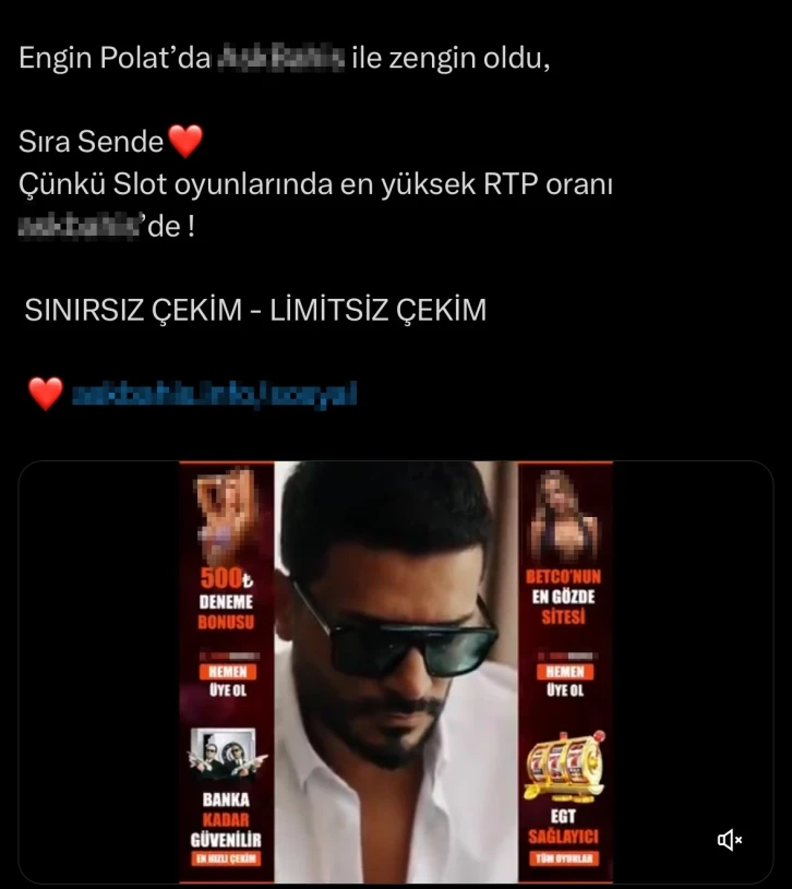 Bahis sayfasından Engin Polat reklamı
