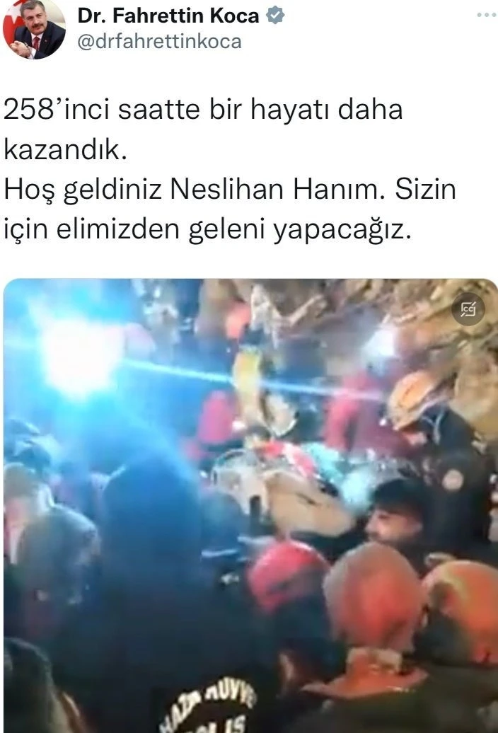 Bakan Koca’dan "Hoş geldiniz Neslihan Hanım" paylaşımı