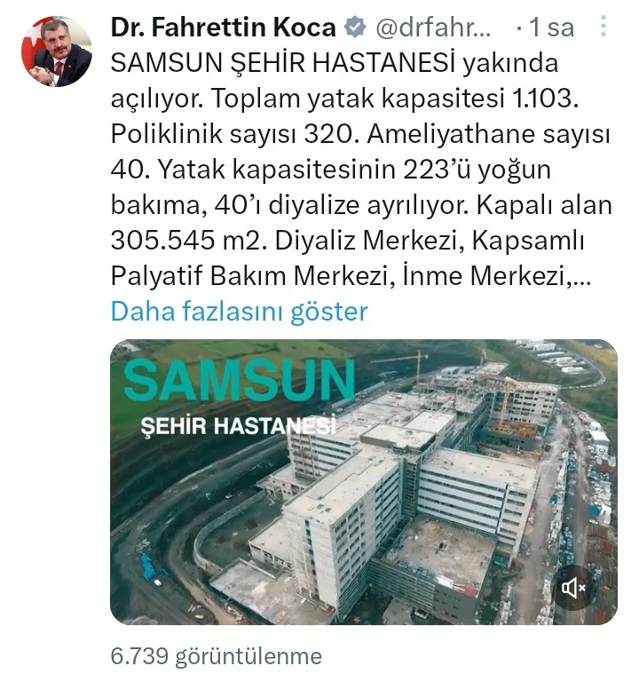 Bakan Koca’dan Samsun Şehir Hastanesi açıklaması
