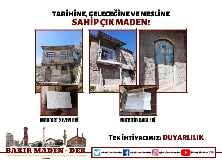 Bakır-Maden-Der Başkanı Seyrek’ten, Maden’deki 26 kültür varlığı için koruma vurgusu
