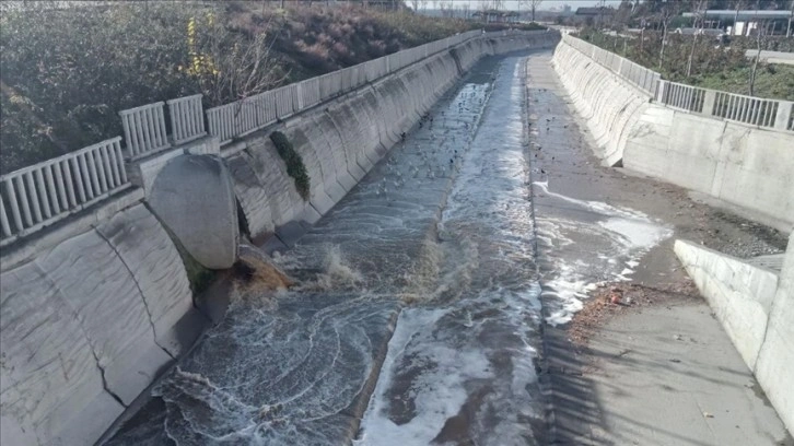 Beylikdüzü'nde kanalizasyon akıntısı nedeniyle derede kirlilik oluştu