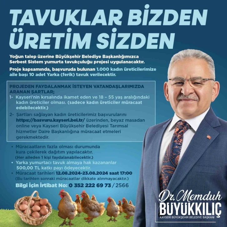 Büyükşehir’den ‘Tavuklar Bizden Üretim Sizden’ kampanyası
