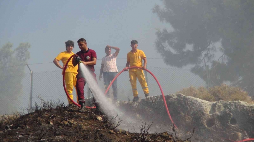 Çalılık yangını büyümeden söndürüldü