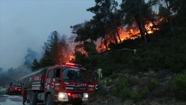 Çanakkale'de orman yangınının etkili olduğu alanda sağanak başladı