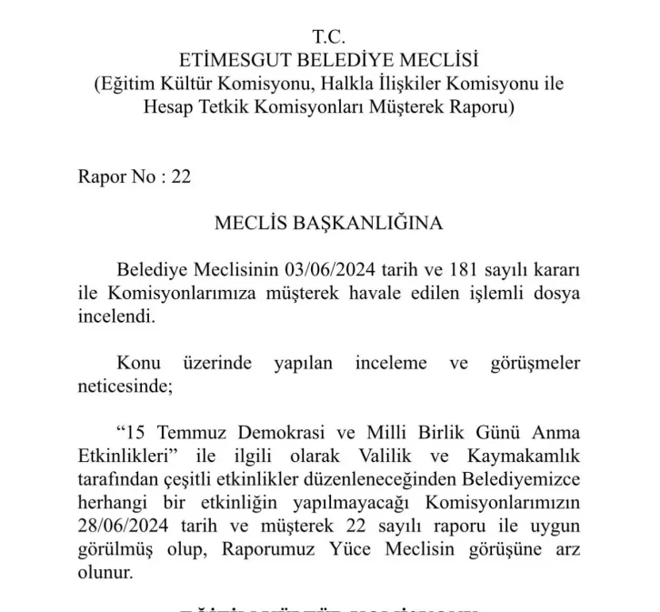 CHP’li Etimesgut Belediyesi, 15 Temmuz’u anmayacak
