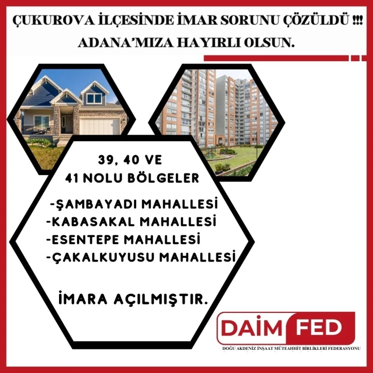 Çukurova’da 4 mahalle imara açıldı
