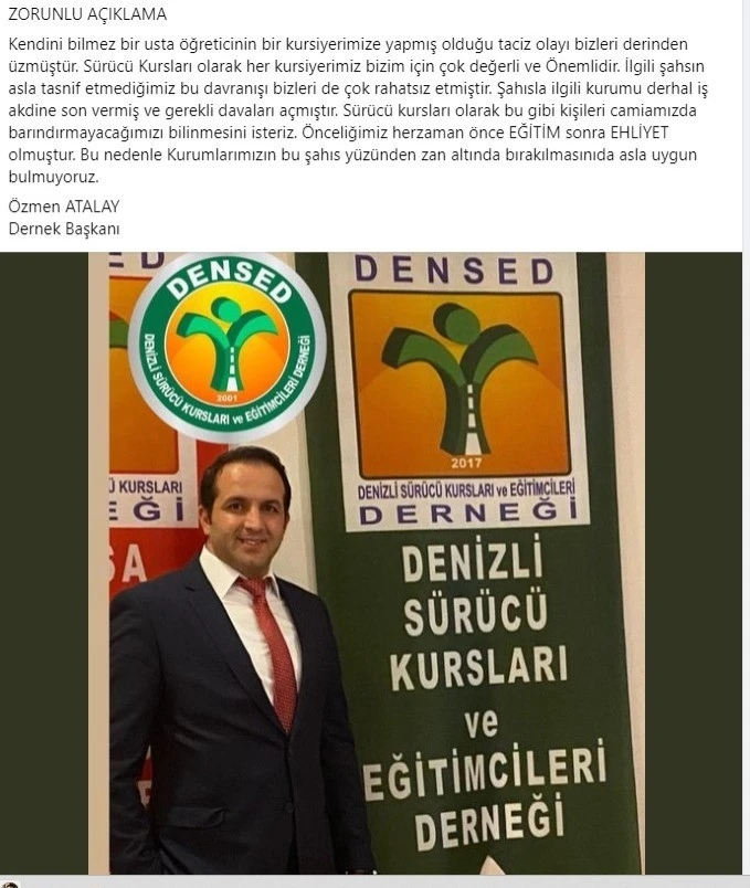 Direksiyon hocası kursiyerini taciz etti