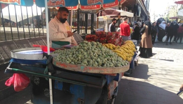 Diyarbakır’da tezgaha çıkartılan çağla 100 liradan satılıyor
