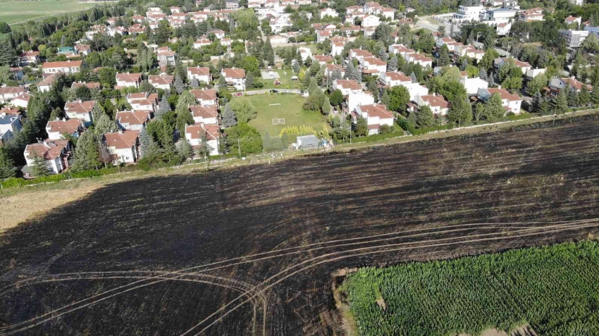 40 dönümlük arpa tarlası dakikalar içerisinde küle döndü