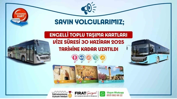 Engelli toplu taşıma kartlarının vizesi uzatıldı
