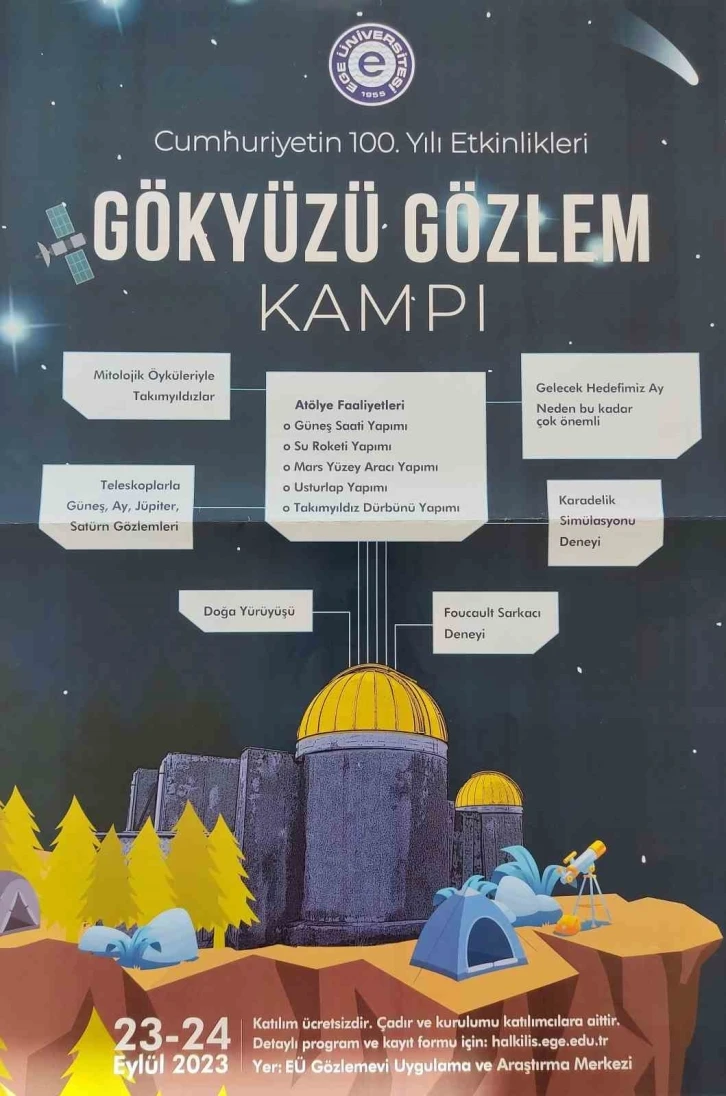 EÜ Gözlemevi, uzay tutkunlarını “Gökyüzü Gözlem Kampı”na bekliyor
