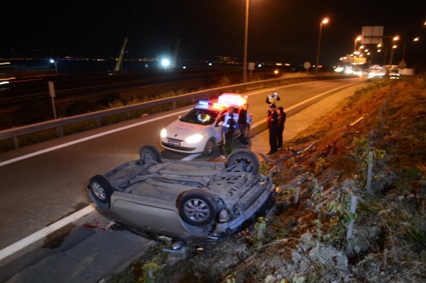 Takla atan araçtan burnu dahi kanamadan çıktı