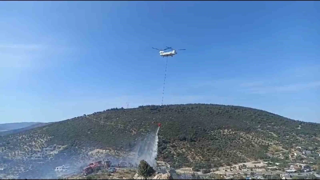 Foça’da bir depoda başlayan ve ormanlık alana sıçrayan yangın söndürüldü
