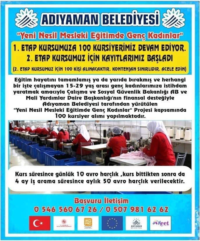 Genç kadınlara istihdam sağlanmaya devam ediliyor
