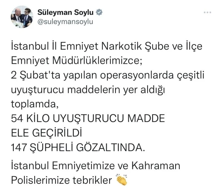 İçişleri Bakanı Süleyman Soylu duyurdu: 147 kişi gözaltına
