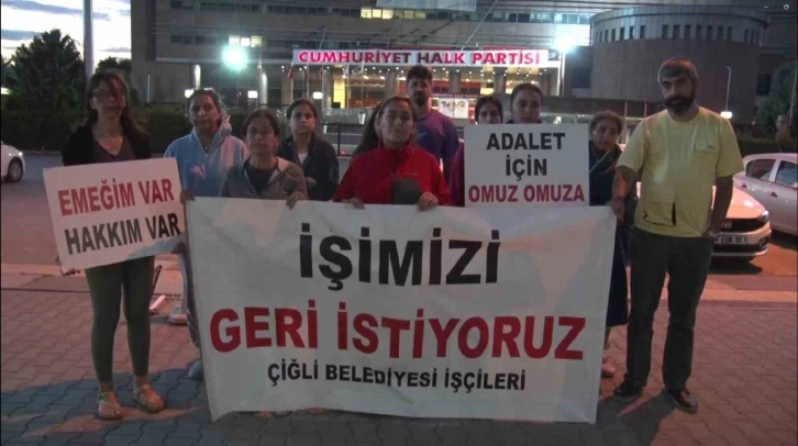 İşten çıkarılan Çiğli Belediyesi işçilerinden CHP Genel Merkezi önünde eylem
