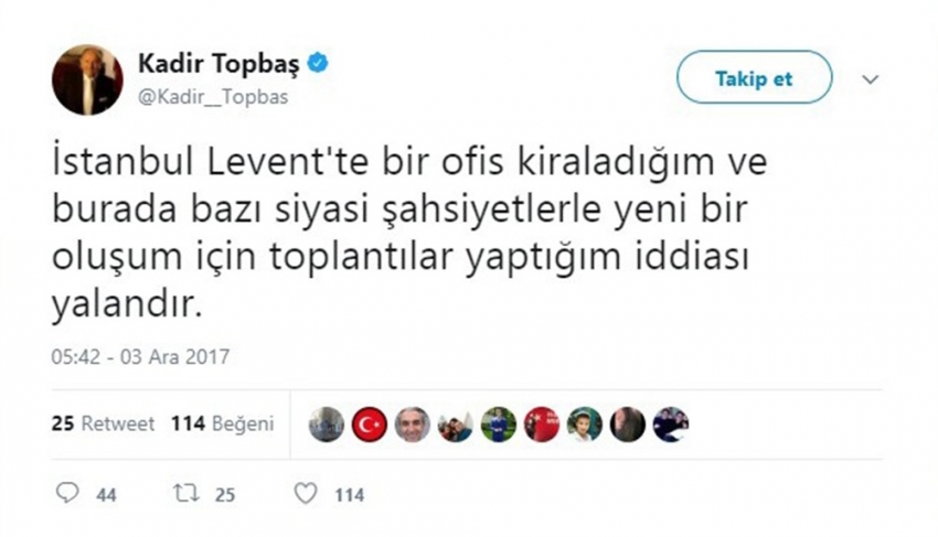 Kadir Topbaş’tan yeni oluşum iddialarına yanıt