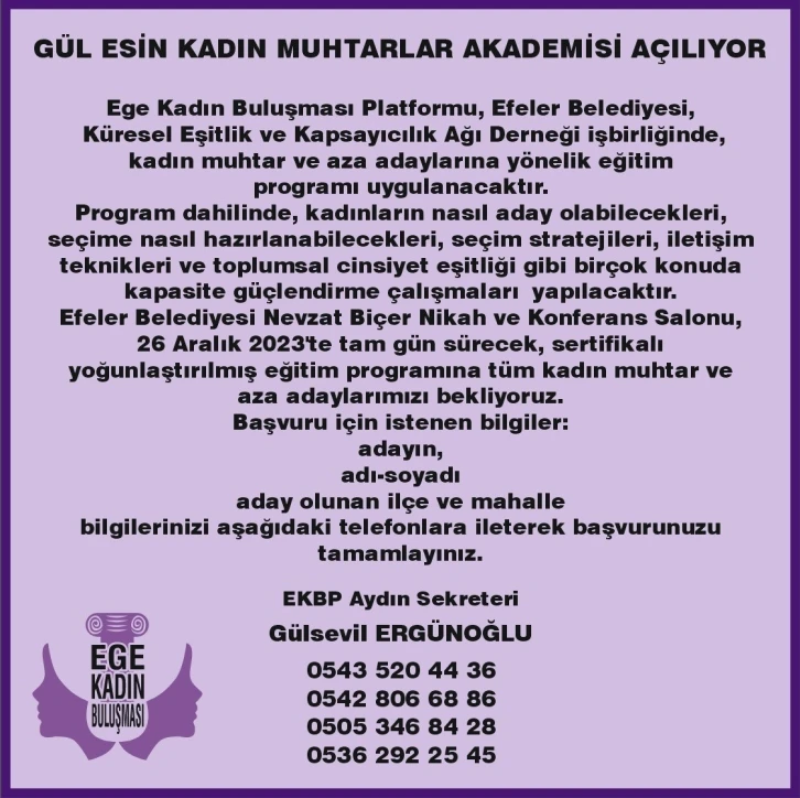 Kadın Muhtarlar Akademisi başlıyor
