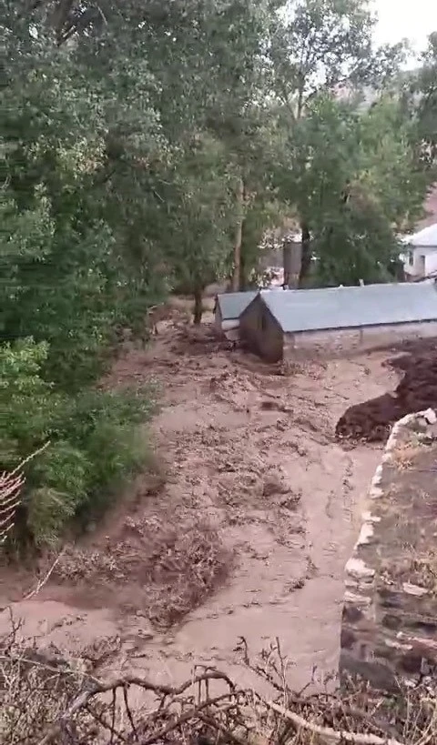 Karayazı’da sağanak yağış sele dönüştü
