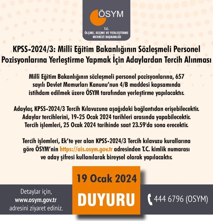 KPSS 2024/3 tercih kılavuzu yayımlandı
