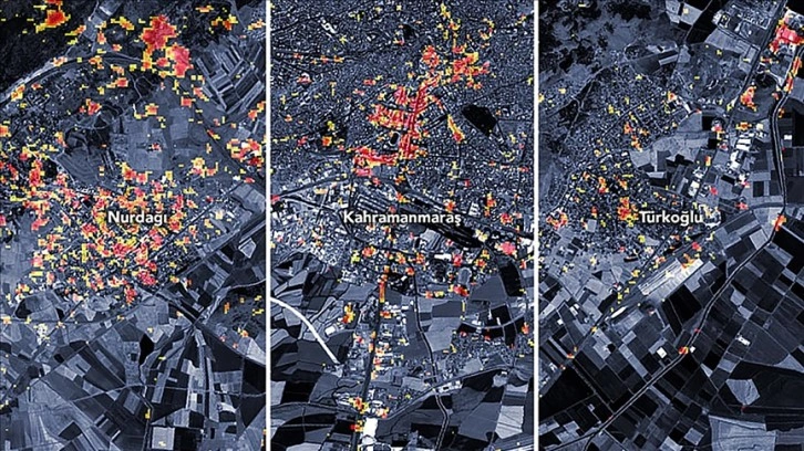 NASA'dan 3 bölgedeki deprem hasarını gösteren harita