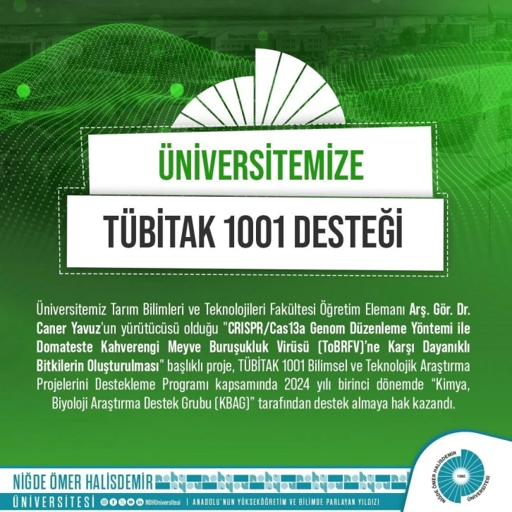 Niğde Ömer Halisdemir Üniversitesi'ne TÜBİTAK desteği