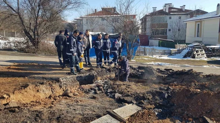 Patlayan doğal gaz borusu alev aldı
