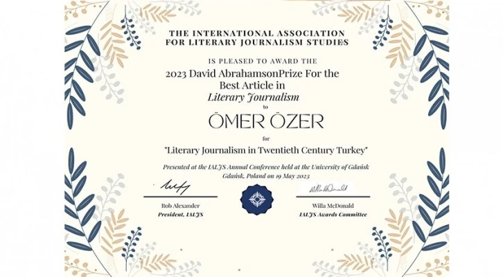 Prof. Dr. Ömer Özer ‘20. Yüzyıl Türkiye’sinde Edebi Gazetecilik’ başlıklı makalesiyle uluslararası bir başarıya imza attı
