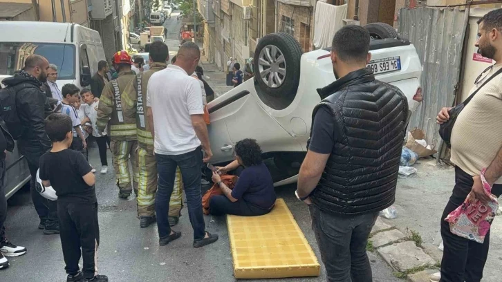 Şişli’de otomobil takla attı: 1 yaralı
