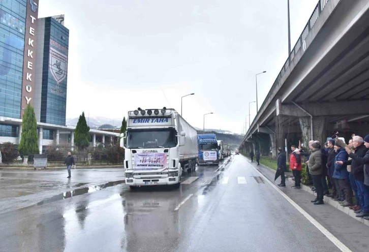 Tekkeköy’den afet bölgesine yardım seferberliği: İş makinesi ve 9 tır yardım
