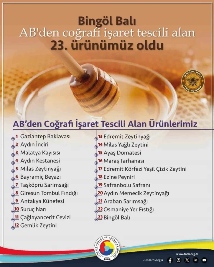 TOBB Başkanı Hisarcıklıoğlu: "Bingöl balı, AB coğrafi işaretli ilk balımız oldu"
