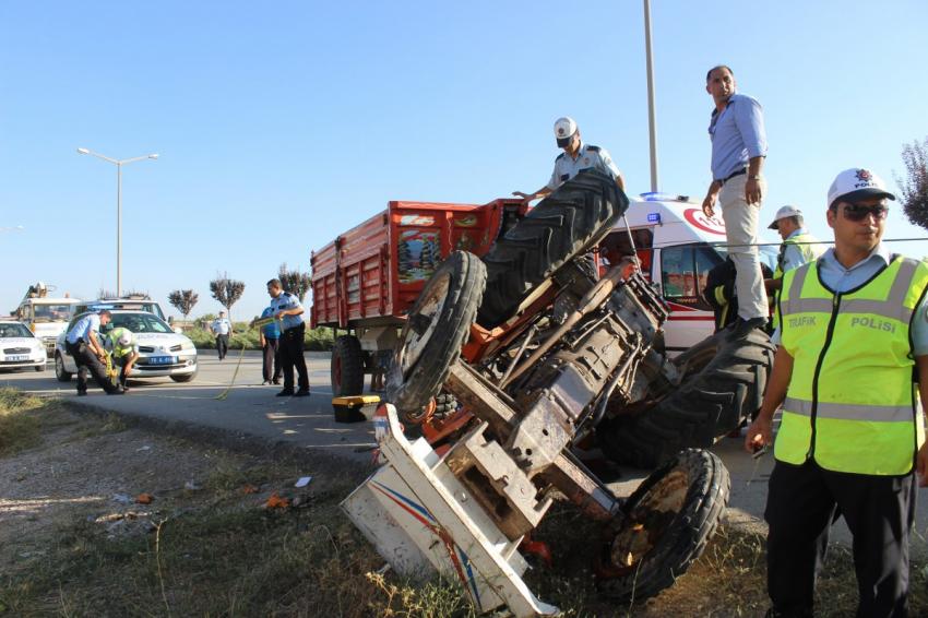 Kaza sonucu traktör devrildi, 1 ölü