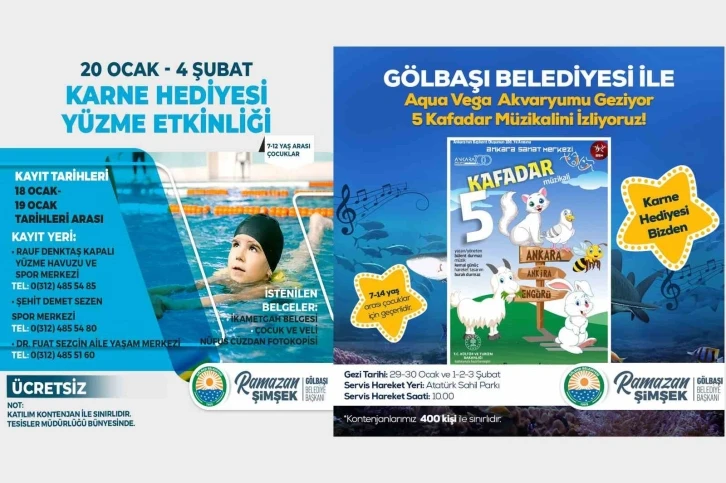 Yarıyıl tatilinde öğrencilere hediyeleri Gölbaşı Belediyesinden
