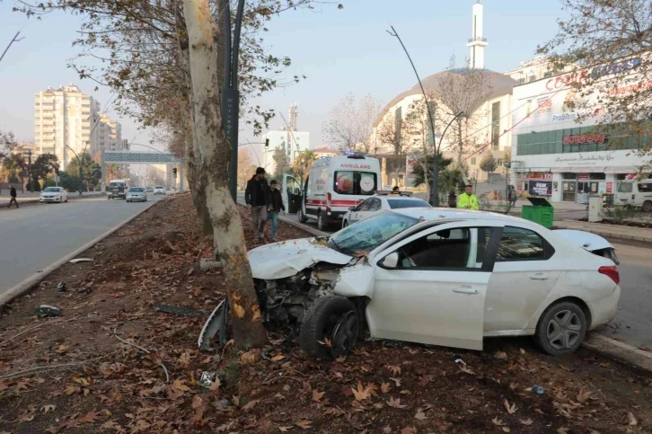 Yayalara çarpmamak isterken ağaca çarptı: 1 yaralı
