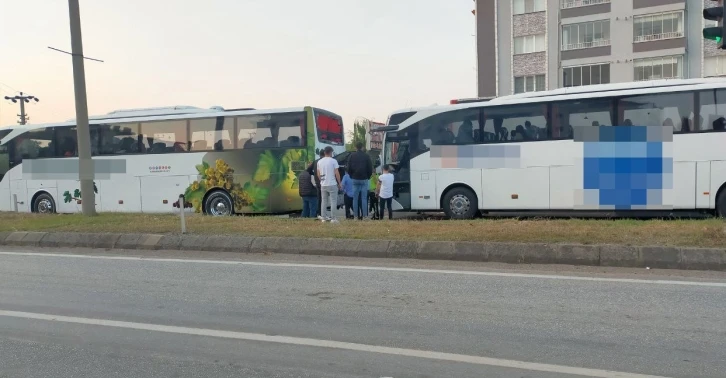 Yolcu otobüslerinin karıştığı kaza ucuz atlatıldı